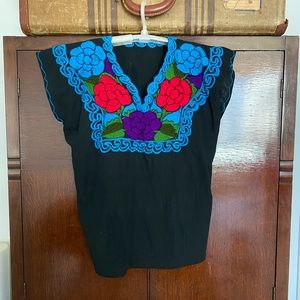 Hand made Embroidered Mexican blouse size small